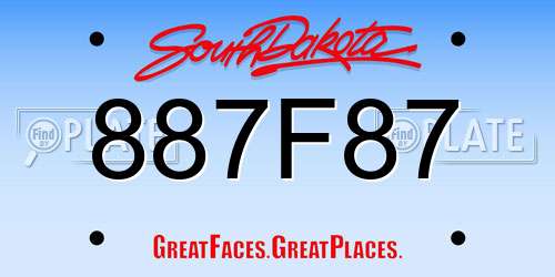 887F87 South Dakota License Plate