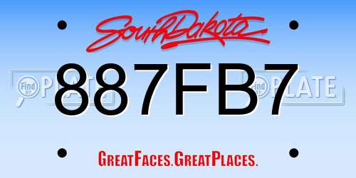 887FB7 South Dakota License Plate