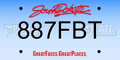 887FBT South Dakota License Plate