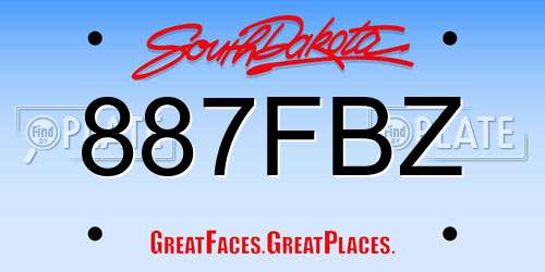 887FBZ South Dakota License Plate