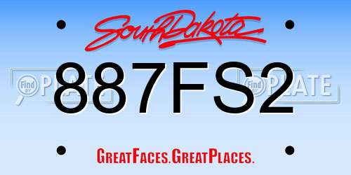 887FS2 South Dakota License Plate