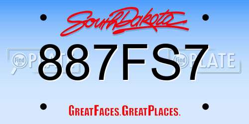 887FS7 South Dakota License Plate