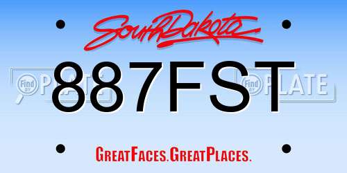 887FST South Dakota License Plate