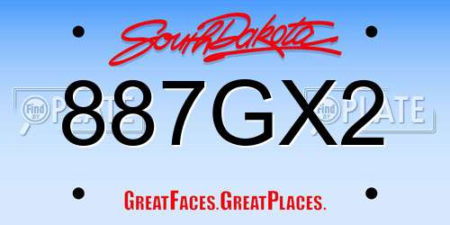 887GX2 South Dakota License Plate