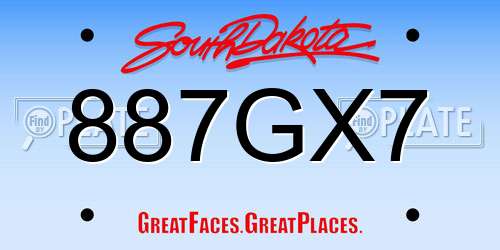 887GX7 South Dakota License Plate