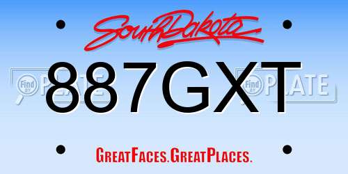 887GXT South Dakota License Plate