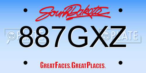 887GXZ South Dakota License Plate