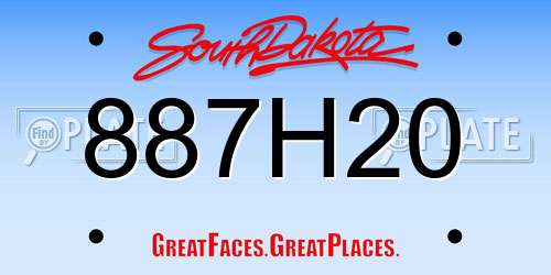 887H20 South Dakota License Plate