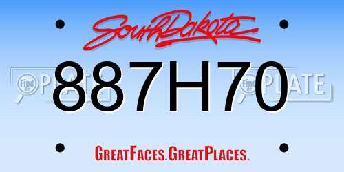 887H70 South Dakota License Plate