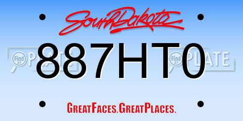 887HT0 South Dakota License Plate
