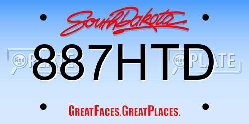 887HTD South Dakota License Plate