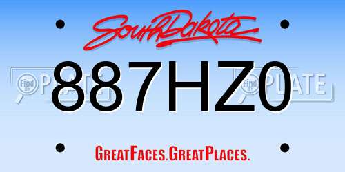 887HZ0 South Dakota License Plate