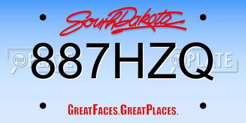 887HZQ South Dakota License Plate