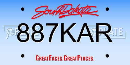 887KAR South Dakota License Plate