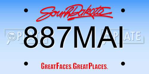 887MAI South Dakota License Plate