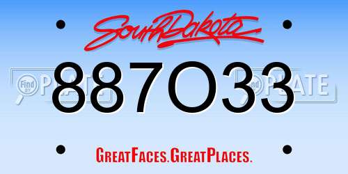887O33 South Dakota License Plate