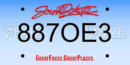 887OE3 South Dakota License Plate