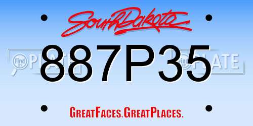 887P35 South Dakota License Plate