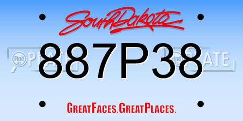 887P38 South Dakota License Plate