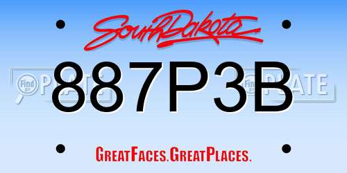 887P3B South Dakota License Plate