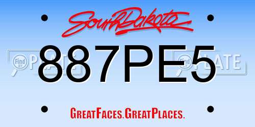 887PE5 South Dakota License Plate