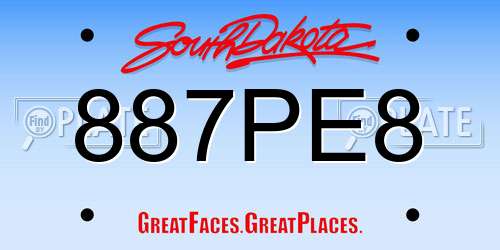 887PE8 South Dakota License Plate