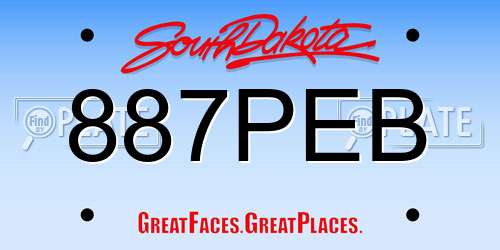 887PEB South Dakota License Plate