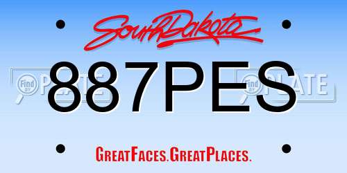 887PES South Dakota License Plate