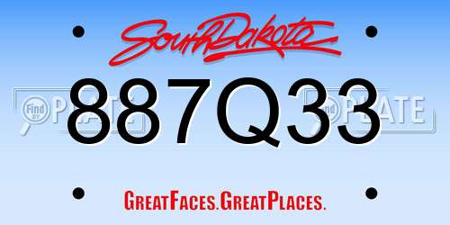 887Q33 South Dakota License Plate