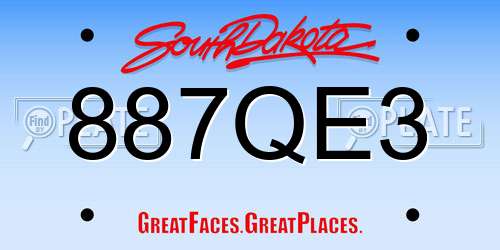 887QE3 South Dakota License Plate