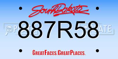 887R58 South Dakota License Plate