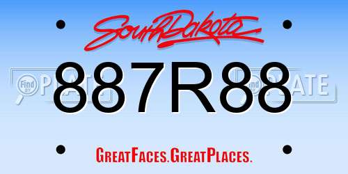 887R88 South Dakota License Plate