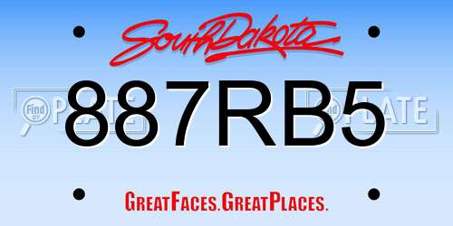 887RB5 South Dakota License Plate