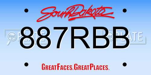 887RBB South Dakota License Plate