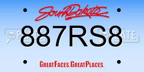 887RS8 South Dakota License Plate