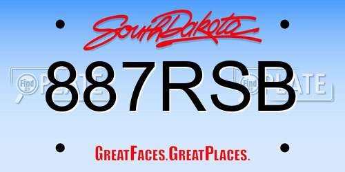 887RSB South Dakota License Plate