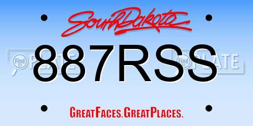 887RSS South Dakota License Plate
