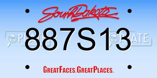 887S13 South Dakota License Plate