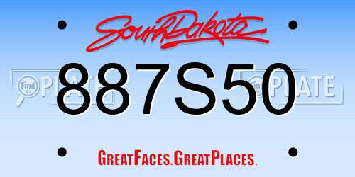 887S50 South Dakota License Plate