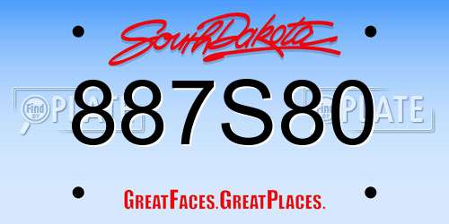 887S80 South Dakota License Plate