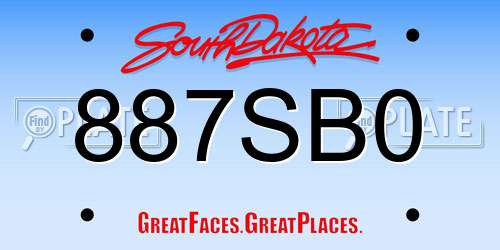 887SB0 South Dakota License Plate