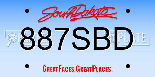 887SBD South Dakota License Plate