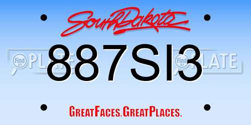 887SI3 South Dakota License Plate