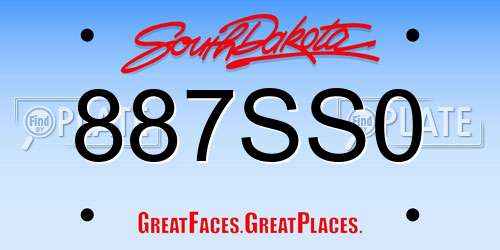 887SS0 South Dakota License Plate