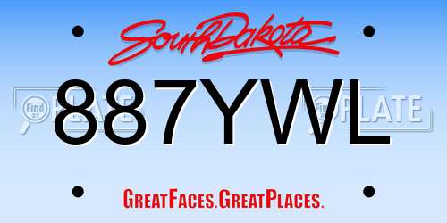 887YWL South Dakota License Plate