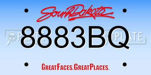 8883BQ South Dakota License Plate