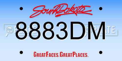 8883DM South Dakota License Plate
