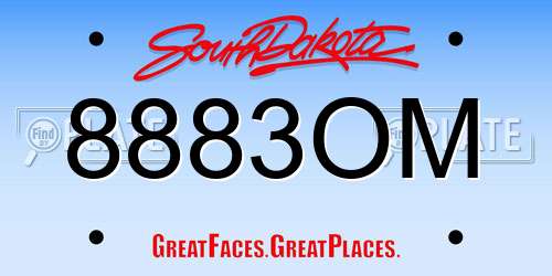 8883OM South Dakota License Plate