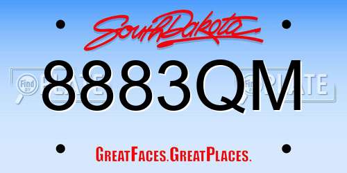 8883QM South Dakota License Plate