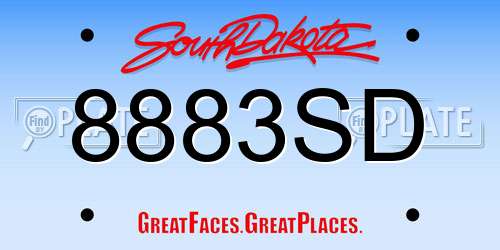 8883SD South Dakota License Plate